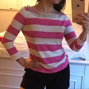 Juicy Couture jeweled pink stripe top